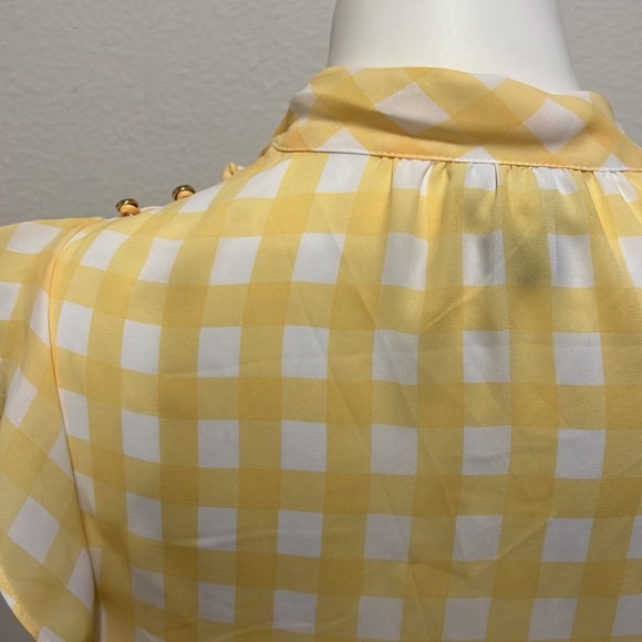 Liz Claiborne Yellow Checkered Top Sz S - Picture 5 of 7